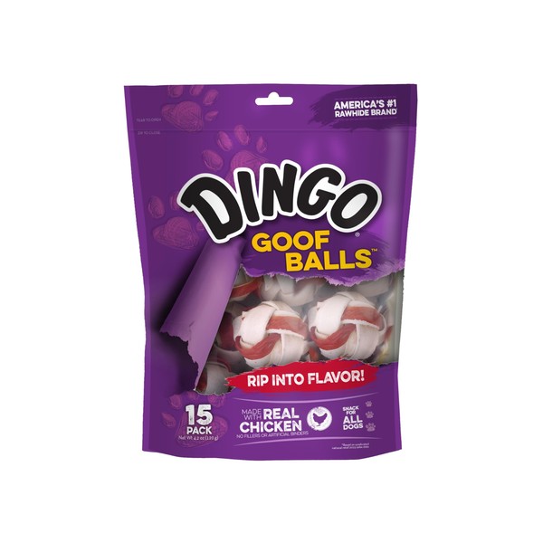 Dingo Dingo Goof Balls 15 Count, Premium Rawhide Treats For