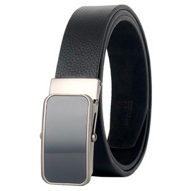 EnjoIt G5030 Men's Business Belt, Auto Lock, Large Size, Genuine Leather, No Holes, Stepless Adjustment, Leisure, Fashion, Multi-Size Suit, Gun color + black