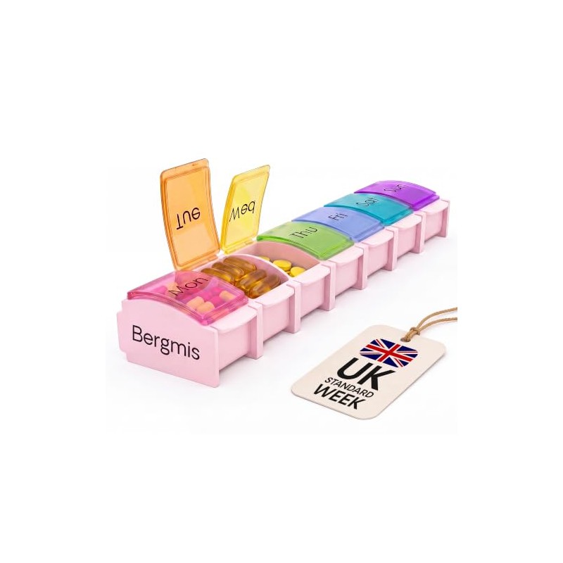Premium Pill Organiser 7 Day Monday Start, Weekly Pill Box,