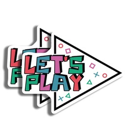 Fun Gamer Sticker - Let's Play Arrow Decal - Gaming Enthusiast Decor - Video Game Sticker - Retro Style Gaming Sticker for Laptops - 5" Vinyl Sticker - Durable Design for Cars Lap AAS1436