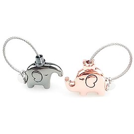 ZooooM ZM-ZOUZOU-BKGD Elephant Keychain Statue Elephant Lovers Couple Car Key Ring Fashion Animal Metal Accessory (Black x Rose Gold), Black x Rose Gold
