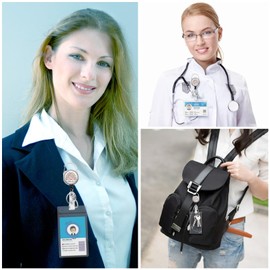 3 Pieces Nurse Badge Reel Retractable Heavy Duty with 360° Swivel Carabiner Clip, Rainbow ID Badge Holder Retractable, ID Card Holder Retractable Keychain Name Badge Clip, Nurse Teacher Student Gifts