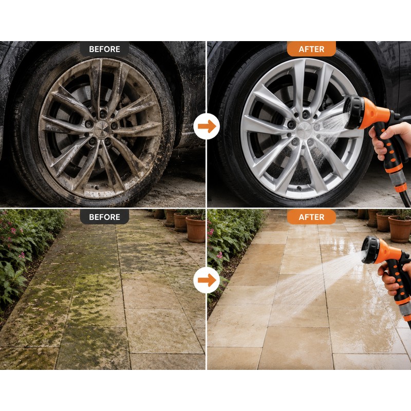 7-in-1 Garden Hose Spray Nozzle for Yard & Car Cleaning