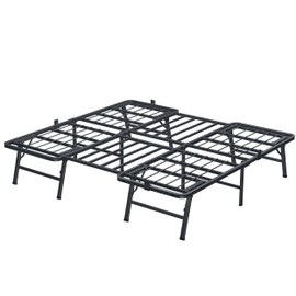 VIPSHOW 14 Inch King Metal Bed Frame Folding Bed Frame Tool-Free Assembly Mattress Foundation No Box Spring Needed Platform 2500lbs Heavy Duty Steel Slats, Noise-Free, Easy Assembly, Black