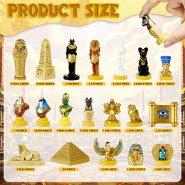 Pamonrueer 19 Pcs Egyptian Figurines Set Ancient Egypt Ancient Egyptian Decor Pyramid Mummy Pharaoh Anubis Statue Egyptian Decor Egyptian Gods for Home Decor