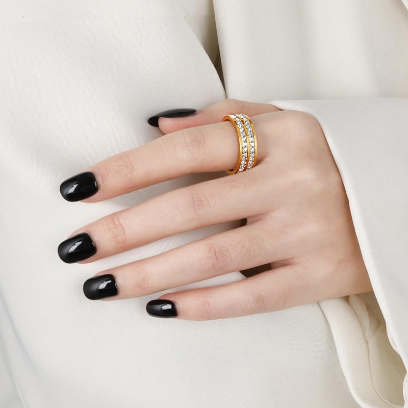 Yimofy Cubic Zirconia Love Rings for Women 18K Gold Plated