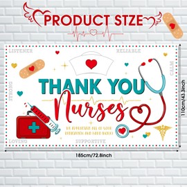 Tudomro Nurse Party Decorations Nursing Themed Backdrop Banner Nurse Graduation Party Photography Backdrop Decor for Doctors Day Medical RN Themed Party Nursing School Grad Party, 73 x 43 Inch (White)