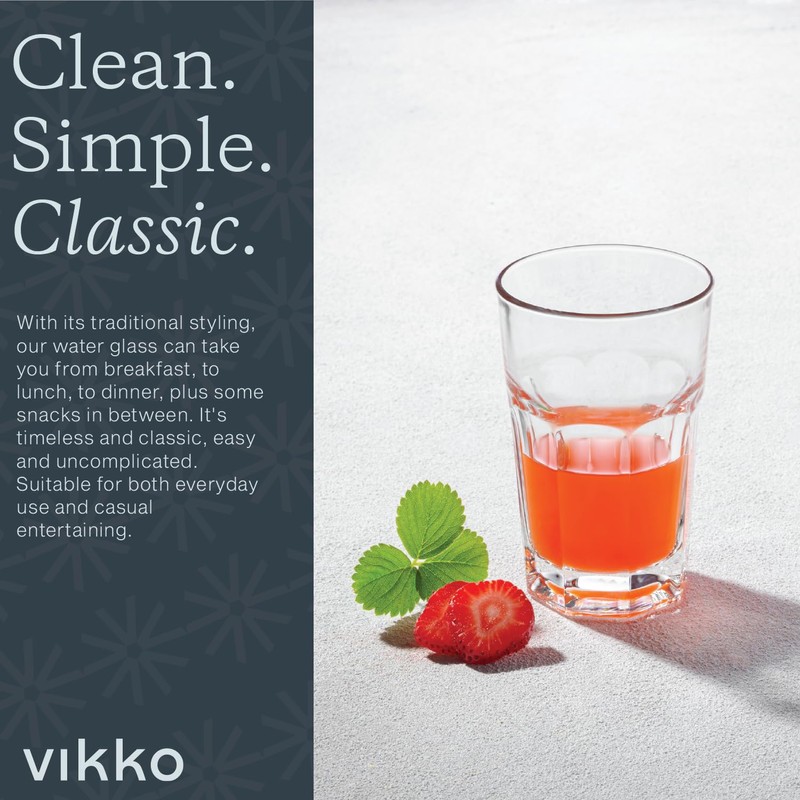 Vikko Drinking Glasses, 11.5 Ounce Glass Cups, Durable Glasses Drinking