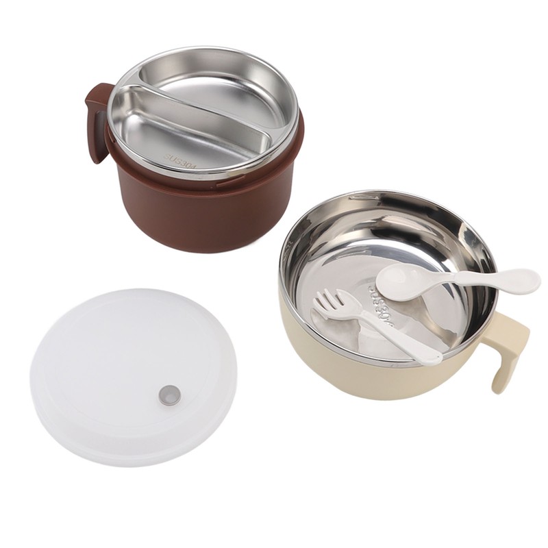 Stainless Steel Noodle Bowl Lunch Box Double Layer Ramen Bowl