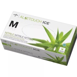 Medline Pack of 200 Disposable Green Nitrile Gloves with Aloe HydroPure Moisturizer