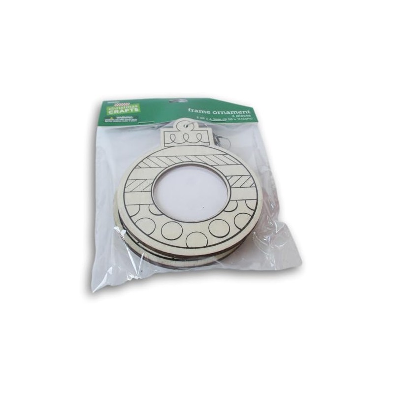 Photo Frame Unfinished Wood Ornaments - 3 Piece - 3.38