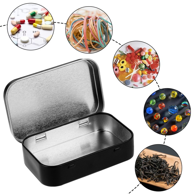 Tyqour 3pcs Rectangular Small Tins with Lids Tin Boxes Tins