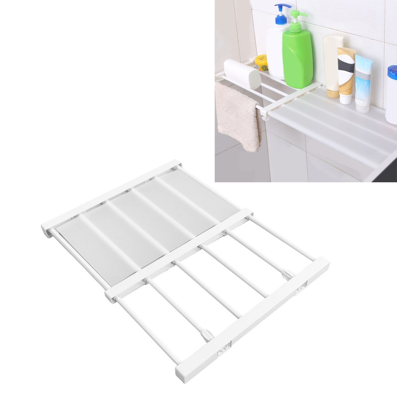 Tension Rod Shelf Adjustable Length Space Saving Nail Free Expandable