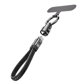 Portable USB C Charger, Compact USB C Keychain Cable, Durable and Convenient Keychain Charger for Type C Devices, Perfect for Travel and Everyday Use, Black (Black)