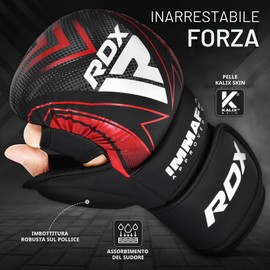 RDX IMMAF Guanti da Sparring Grappling Approvati, Adulti e Bambini Design Ibrido di Grado Professionale per Livello Competizione e Allenamento, Palmo Aperto Ventilato, Cinghie da Polso Regolabili