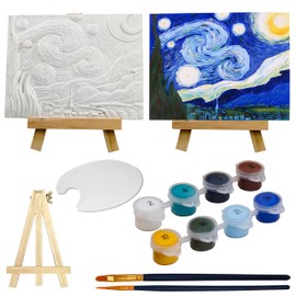 ARTELLO – 3D Ceramic Painting Kit – Ready to Paint Ceramics – Crafts for Adults – Acrylic Paint Set and Paint Brush Set Included – DIY Art - Size 4x5 inches (The Starry Night)