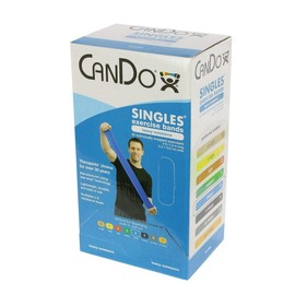 Fabrication CanDo Exercise Band, 5-Foot Singles, 30-Piece Dispenser, Blue