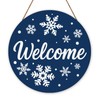 Winter Welcome Door Sign for Front Door,Wooden Snowflake Home Decor