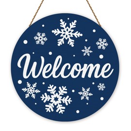 Winter Welcome Door Sign for Front Door,Wooden Snowflake Home Decor