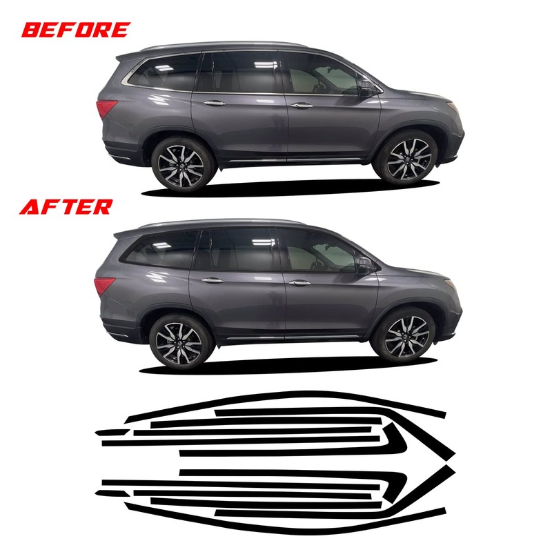 Window Trim Chrome Delete Precut Blackout Vinyl Wrap Overlay Kit