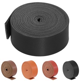 Keadic 1 Inch Wide Faux Flat Leather Strap, 78 Inches Long Tooling Leather Sheets Strips for Stamping Handbag Wallet DIY Leathercraft Projects (Black)