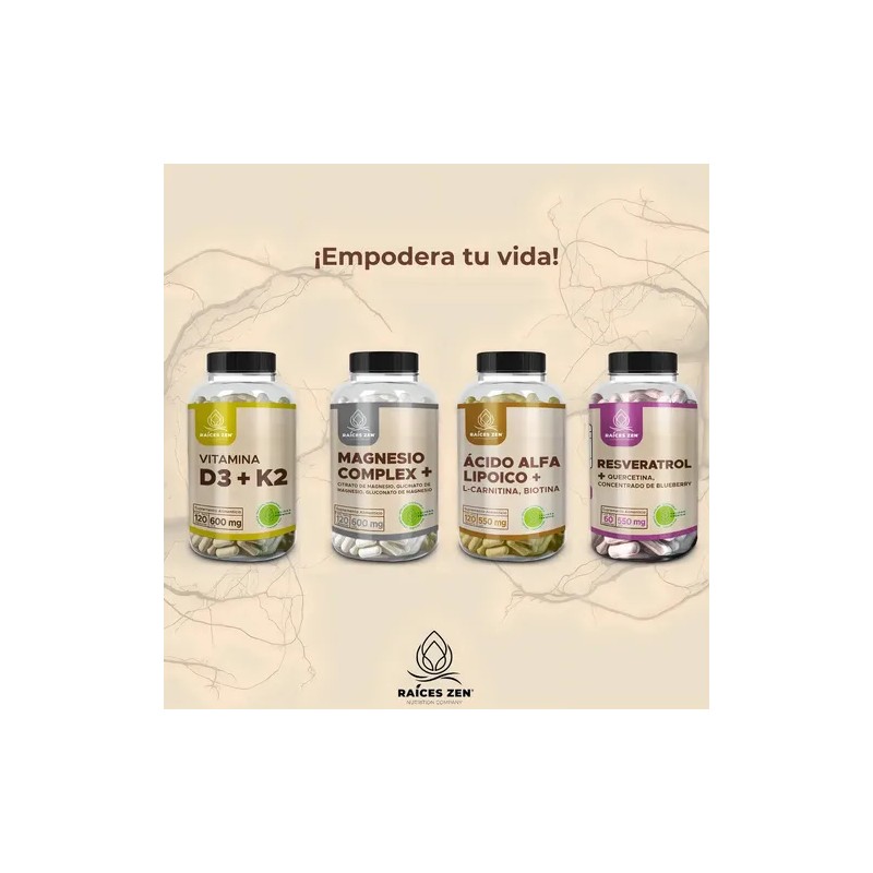 Vitamina D3 + K2 120 Cápsulas Raíces Zen Super Premium