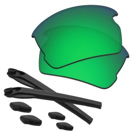 Predrox Green Mirror Flak 2.0 Lenses & Rubber Kits Replacement for Oakley Sunglass OO9295 Polarized
