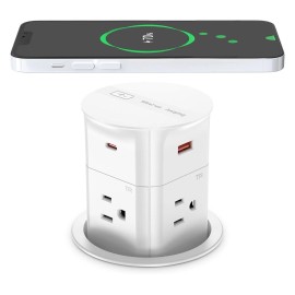 ANNQUAN 3.15" Pop Up Countertop Outlet with 15W Wireless Charger, Max 20W