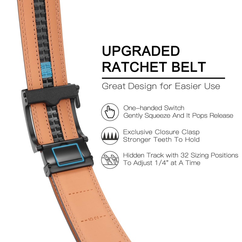 SENDEFN Men Black Belt Ratchet Buckle Men Leather Belts in