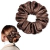 CEELGON Dark Brown Big Satin Scrunchie6.5 Inches Jumbo Scrunchies Silky