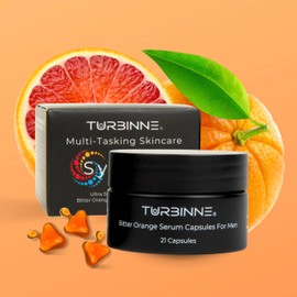 Turbinne Face Serum Capsules For Men - Multi-Tasking Ultra Strength Bitter Orange Serum - Anti Aging & Skin Tightening. Reduce Acne & UV Damage. 21-DAY Challenge (Pack of 1)