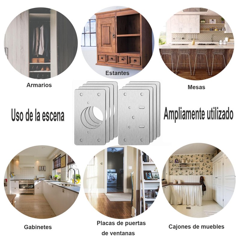 XINYUICEAN 8 Piezas Placa de Reparación de Bisagras de Gabinete,