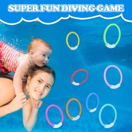 TOPWAYS Diving Pool Toys Set 8 Diving Rings Diving Torpedoes Swimming Underwater Pool Training Toys Diving Games Training Children's Gifts (Diving Rings)