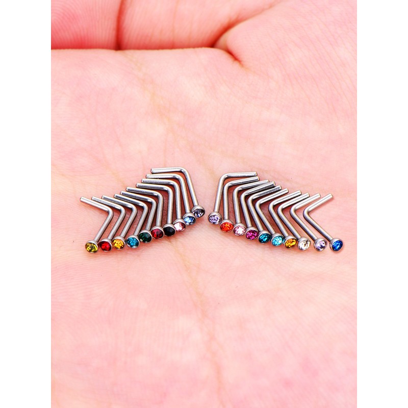 Mudder 20 Pieces Curved Nose Stud Stainless Steel Nose Ring