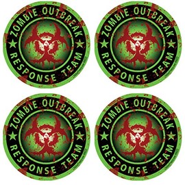 Zombie Outbreak Bloody Hard Hat Stickers 4 Pack #HH023