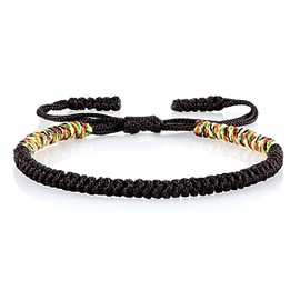 COLORFUL BLING Hand-Knitted Lucky String Bracelet Adjustable Tibetan Buddhist Prayer Yoga Mala Bracelets Kabbalah Protection Couple Jewelry-half brown