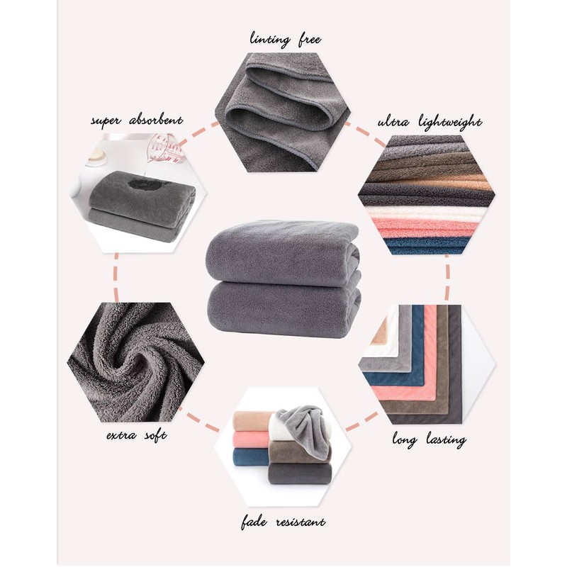 Lumimi Towels 2 Piece Very Soft Microfiber Bath Towel Set