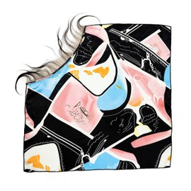 Janet Collection Melt LaFichu Edge Scarf with Baby Hair –Satin Head Wrap for Edge Style – Hand Knotted Scarf with Baby Hair (PICASSO)