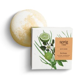 Sprig by Kohler Bergamot + Lemongrass Bath Bomb, Hypoallergenic, Made with Natural Botanicals & Premium Skincare Ingredients (Shea Butter, Coconut Oil, & Kaolin Clay) to Uplift and Energize - Recharge