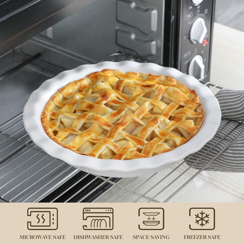 MALACASA Ceramic Pie Pan, Pie Pan for Baking 9 Inch,40