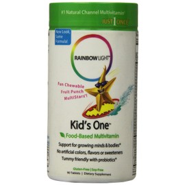 Rainbow Light Kids One MultiStars Chewable Tablets, Fruit Punch, 90 Count