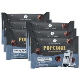 CHEF POPPIN Gourmet Flavored Popcorn, Non-GMO, Oatly's Oat Milk & Chocolate, 20g, 6 Pack, .71 oz each
