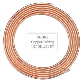 GOORY Copper Tubing 1/2" OD x 0.445" ID x 10 Ft - 99.9% C12200 Pure ACR Tube - ASTM B280 Refrigeration T2 Copper Tube Soft Coil - Round Seamless Tubing for Refrigerator HVAC System Industry DIY