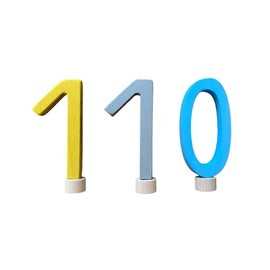 Zahlenstecker 1 1 0 Geburtstagsstecker Zahlen Holz bunt Grau-Gelb-Hellblau Deko Zubehör für Geburtstagszug Geburtstagsring Geburtstagstisch