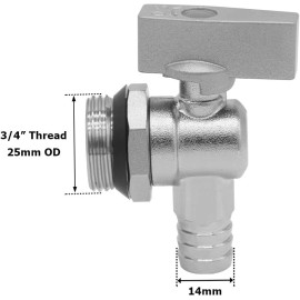 sashow Water Heater Drain Valve 3/4" NPS Male to 1/2" Barb Brass Elbow Connector
