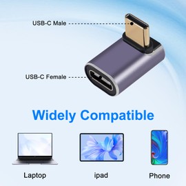 AITRIP 3 pieces USB-C adapter 40Gbps USB C 90° adapter type C,USB C adapter type C female to male USB C right angle plug USB 4.0 40Gbps data transfer charging type C OTG adapter for laptop tablet phon