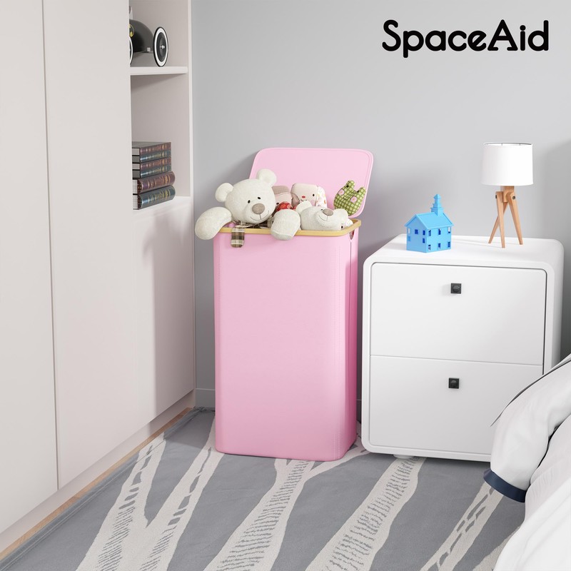 SpaceAid Laundry Hamper with Lid, 110L Large Tall Clothes Basket