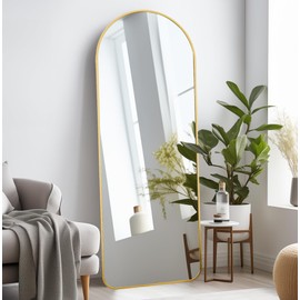 Vlush Arched Full Length Mirror,64''x21'' Freestanding Floor Mirror with Stand,Large Full Body Wall Mirror,Wall-Mounted or Leaning,Aluminum Alloy Frame,Gold