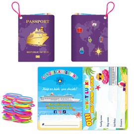 Duck Duck Tags, Cruising Duck Tags, Carnival Ducking Games Cards, 50 Pack, 4.1 x 2.9 inches, Passport Design, with Hole and Rubber Bands