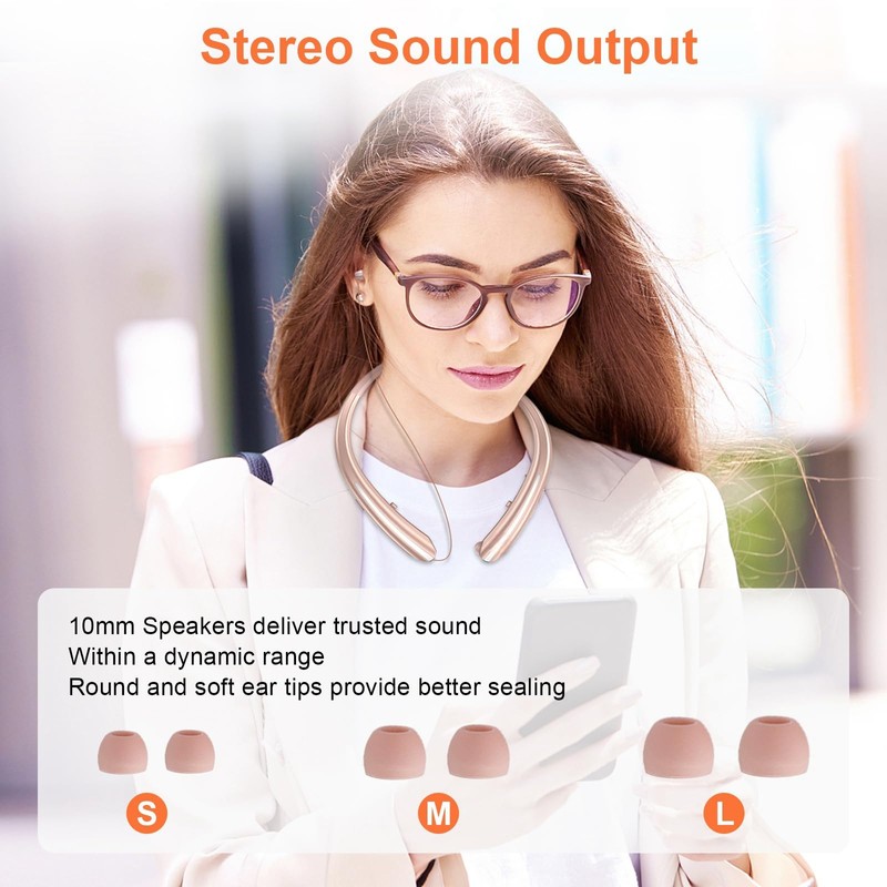 Bluetooth 5.0 Neckband Bluetooth Headphone, Sweat Resistant Noise Cancelling Stereo